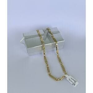 Women Chain Necklace Greek Key 14K Gold Plated Oro Laminado